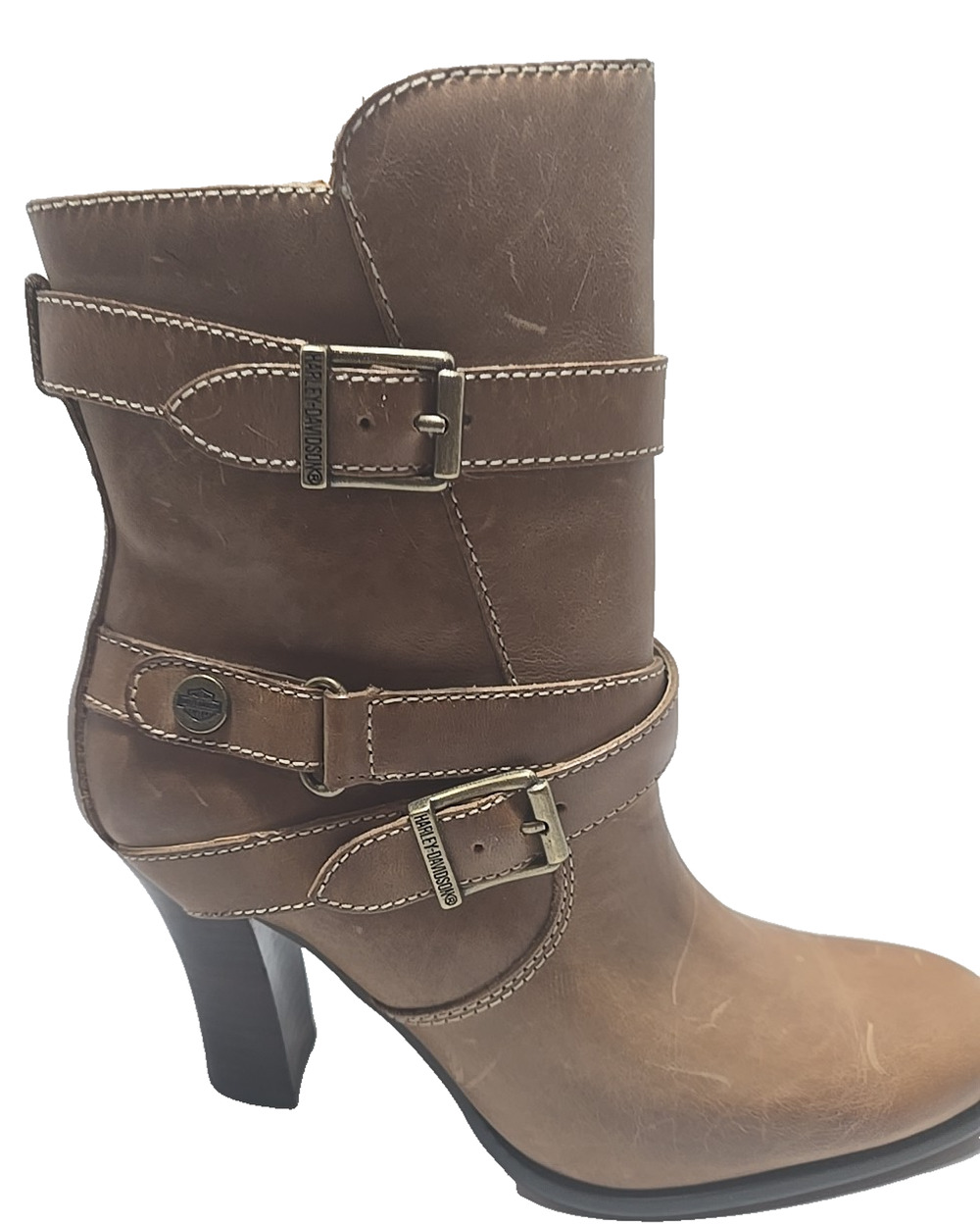Harley Davidson CHRISTINA Twin Strap Brown Ladies Vintage Biker Boots New sz 6